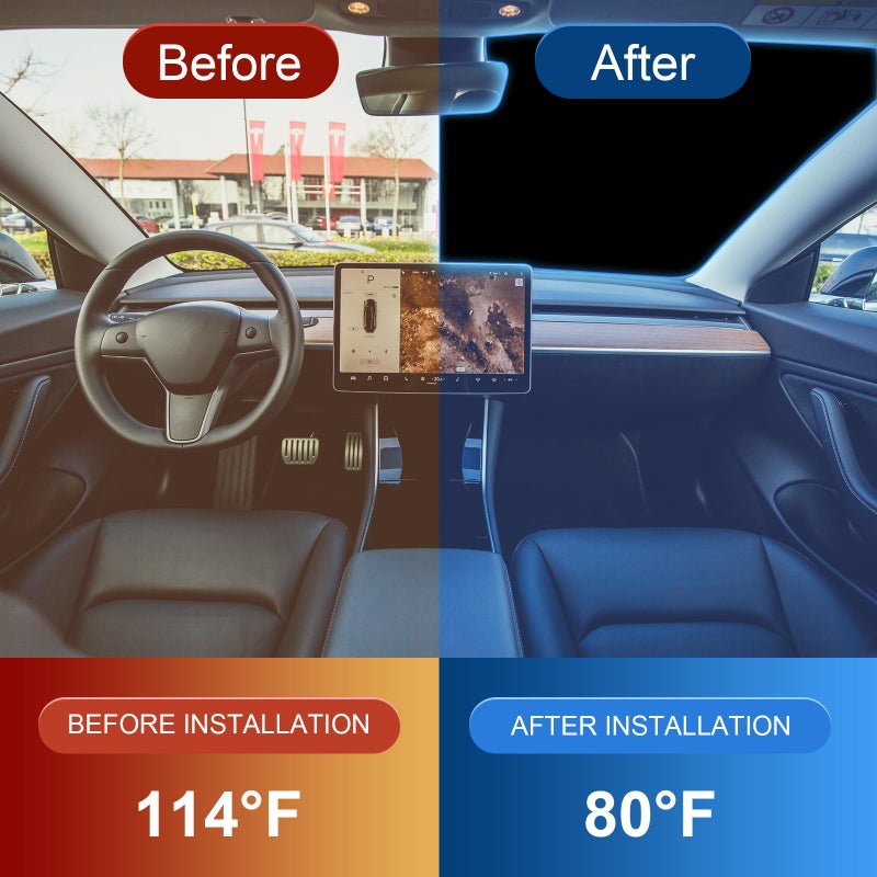 مظلة للزجاج الأمامي للسيارة من طراز Tesla Y/3 - غطاء ظل للشمس للنافذة الأمامية قابل للطي مع ملحقات احترافية من قماش الحماية من الأشعة فوق البنفسجية لطراز Tesla 3/Y 2016 إلى 2025 مع حقيبة تخزين - Image 3